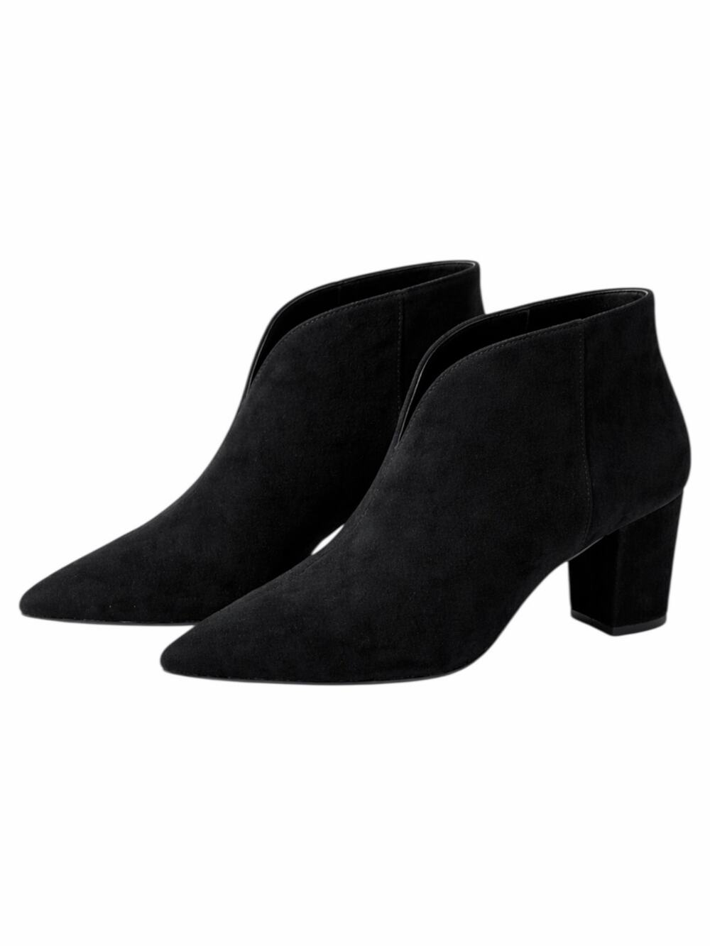 H by Halston Faux Suede Pointed Toe Block Heel Ankle Boots Black Size 7.5
